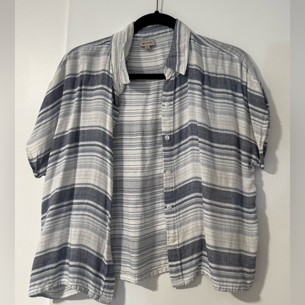 Daniel Cremieux Blue & White Striped Button Down Casual Shirt